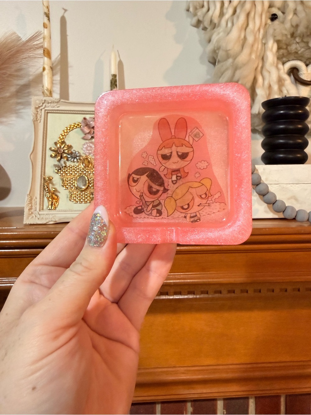 Pink Powerpuff Girls Resin Ashtray